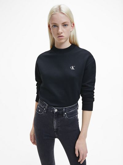 Calvin Klein Ruhák HU417984 | Calvin Klein Embroidered Logo Női Pulóver Fekete